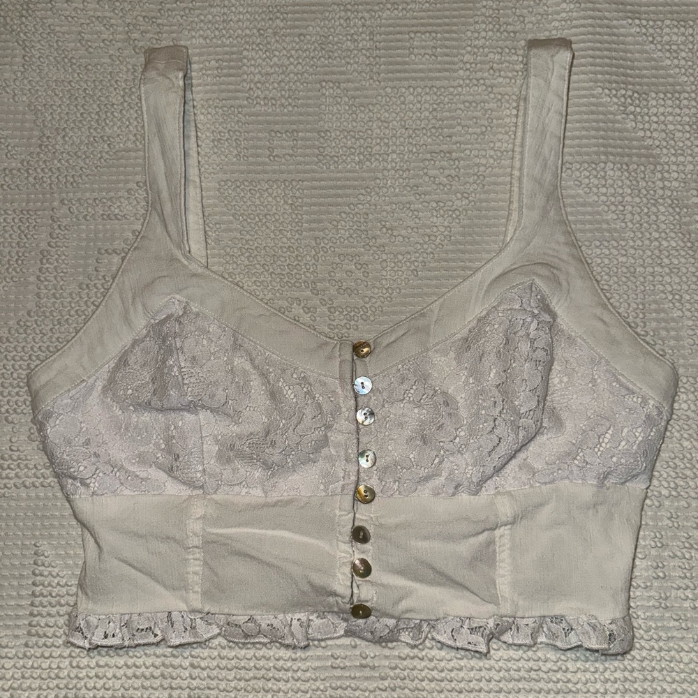 White lace crop top